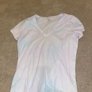Pastel rainbow V-neck gap short sleeve shirt, size M